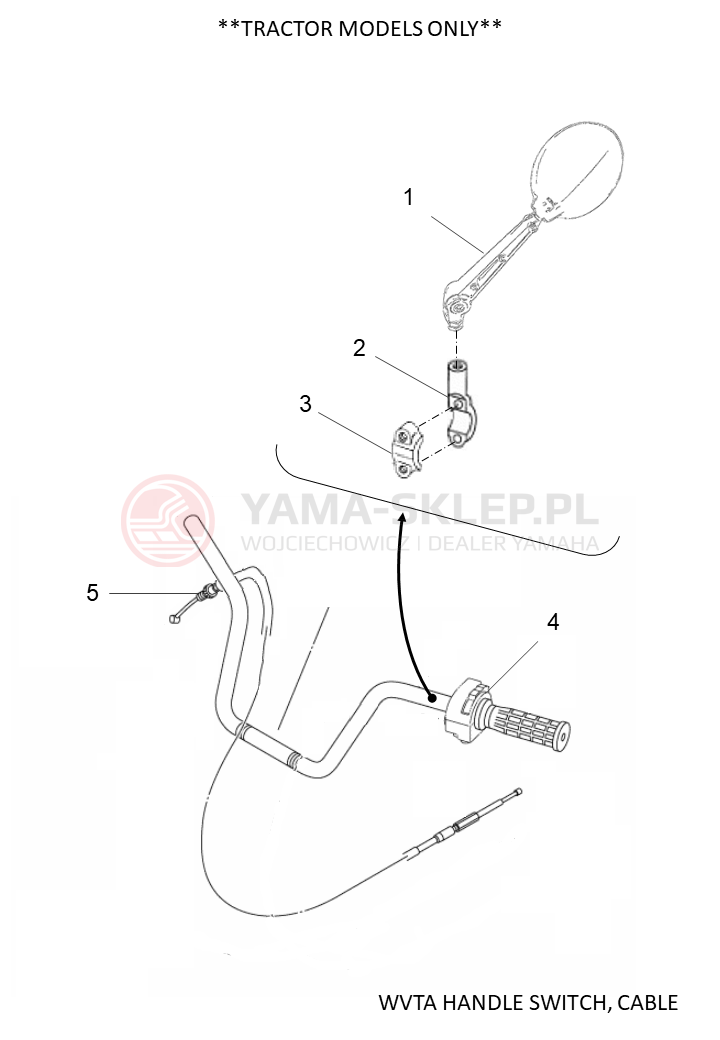 Schemat "osprzęt kierownicy" do Yamaha KODIAK 450