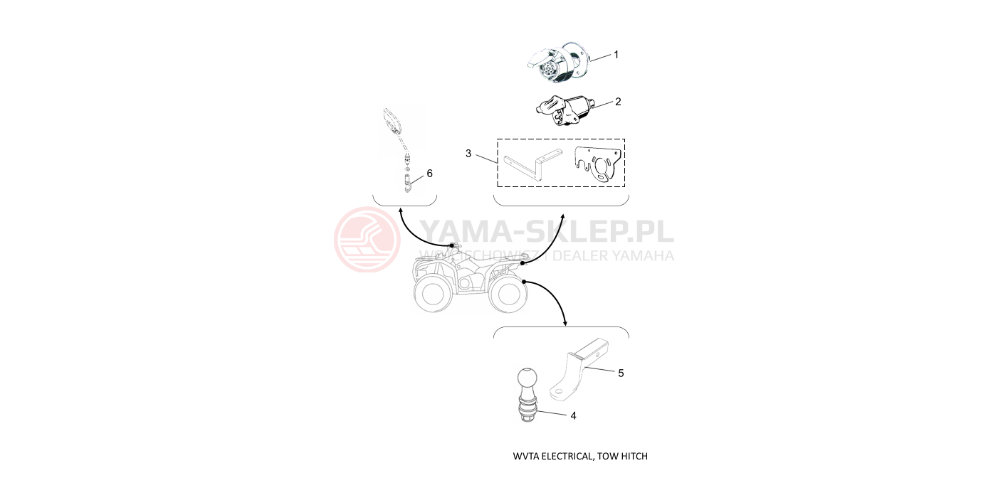 Schemat "WVTA Electrical, Tow Hitch, Mirror" do Yamaha KODIAK 450 EPS