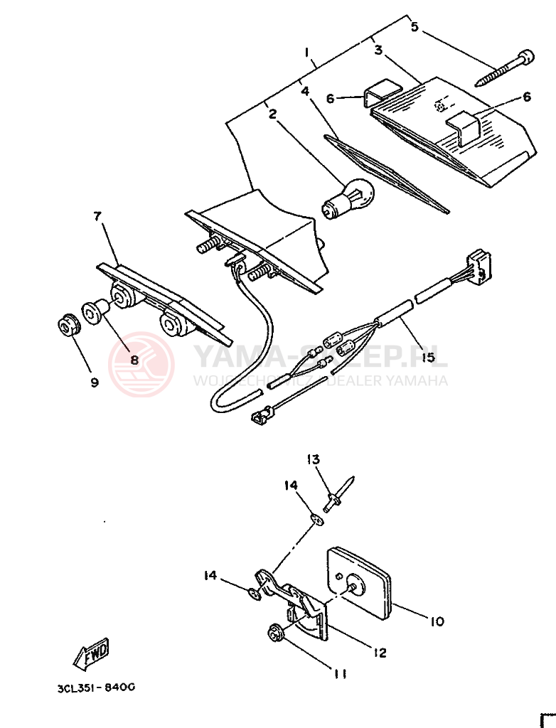 Schemat "Oświetlenie tył" do Yamaha TDR240