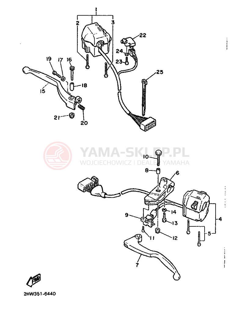 Schemat "Kierownica i osprzęt" do Yamaha FZ600