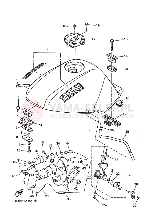 Schemat "zbiornik paliwa" do Yamaha XJ600S DIVERSION