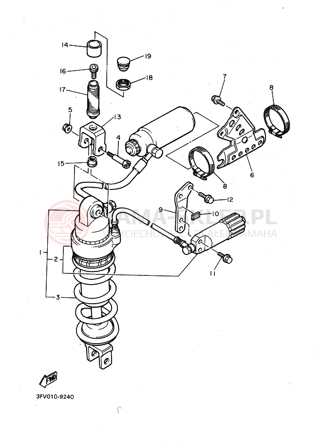 Schemat "zawieszenie tył" do Yamaha FZR750R
