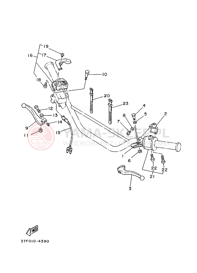 Schemat "Kierownica i osprzęt" do Yamaha DT125R