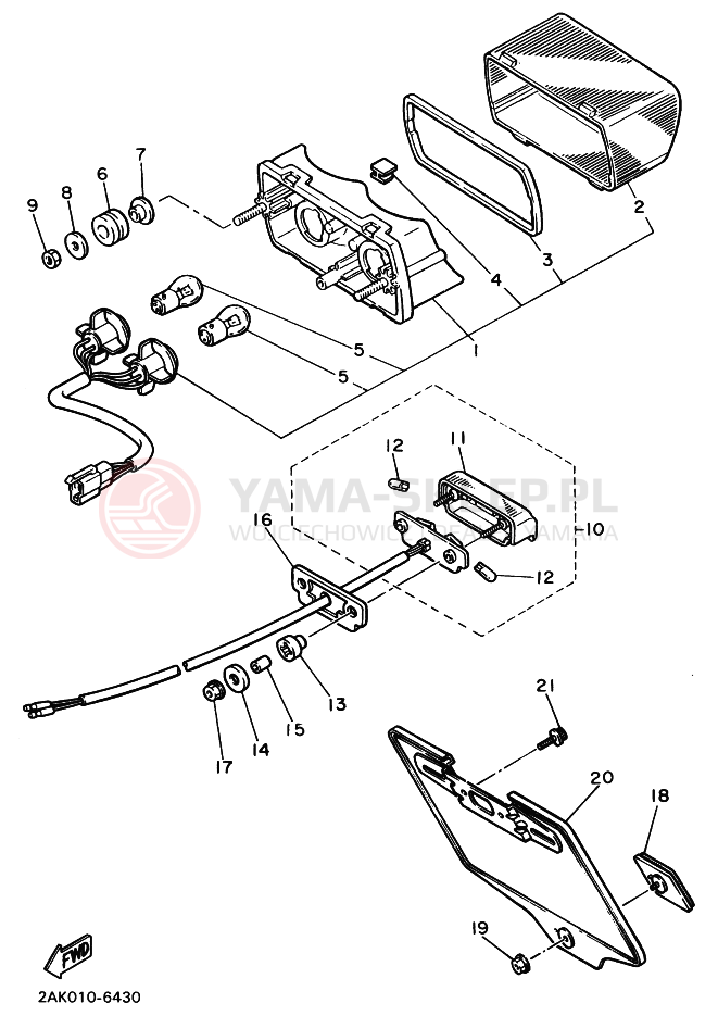 Schemat "Oświetlenie tył" do Yamaha FZX750