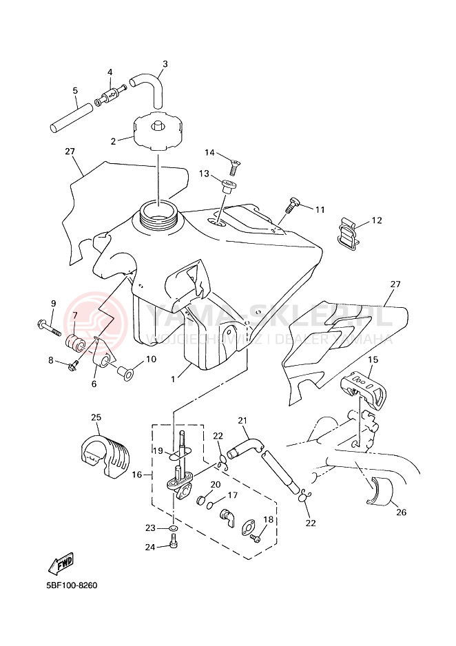 Schemat "zbiornik paliwa" do Yamaha WR400F