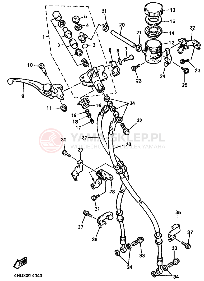 Schemat "Pompa hamulcowa przednia" do Yamaha YZF750R