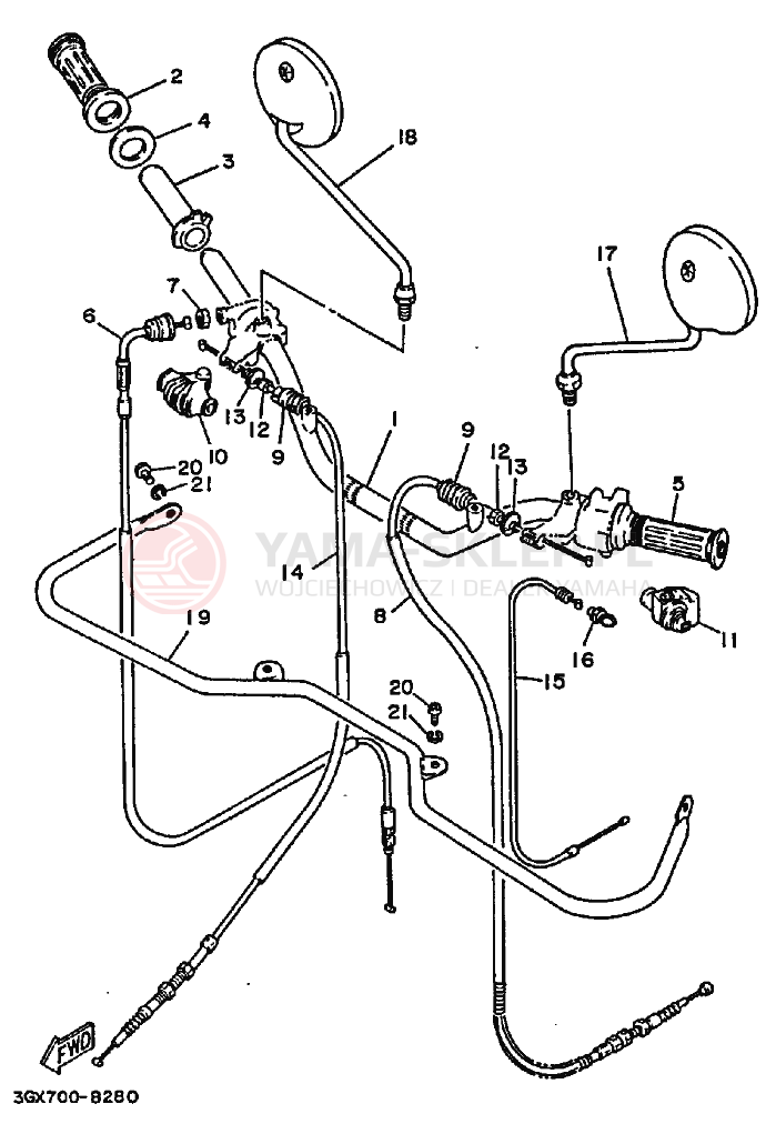 Schemat "Kierownica i osprzęt" do Yamaha AG200E