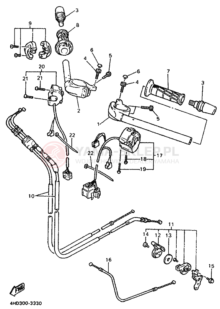 Schemat "Kierownica i osprzęt" do Yamaha YZF750R