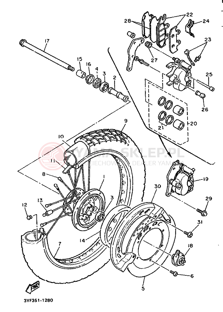 Schemat "Koło przód" do Yamaha XTZ660