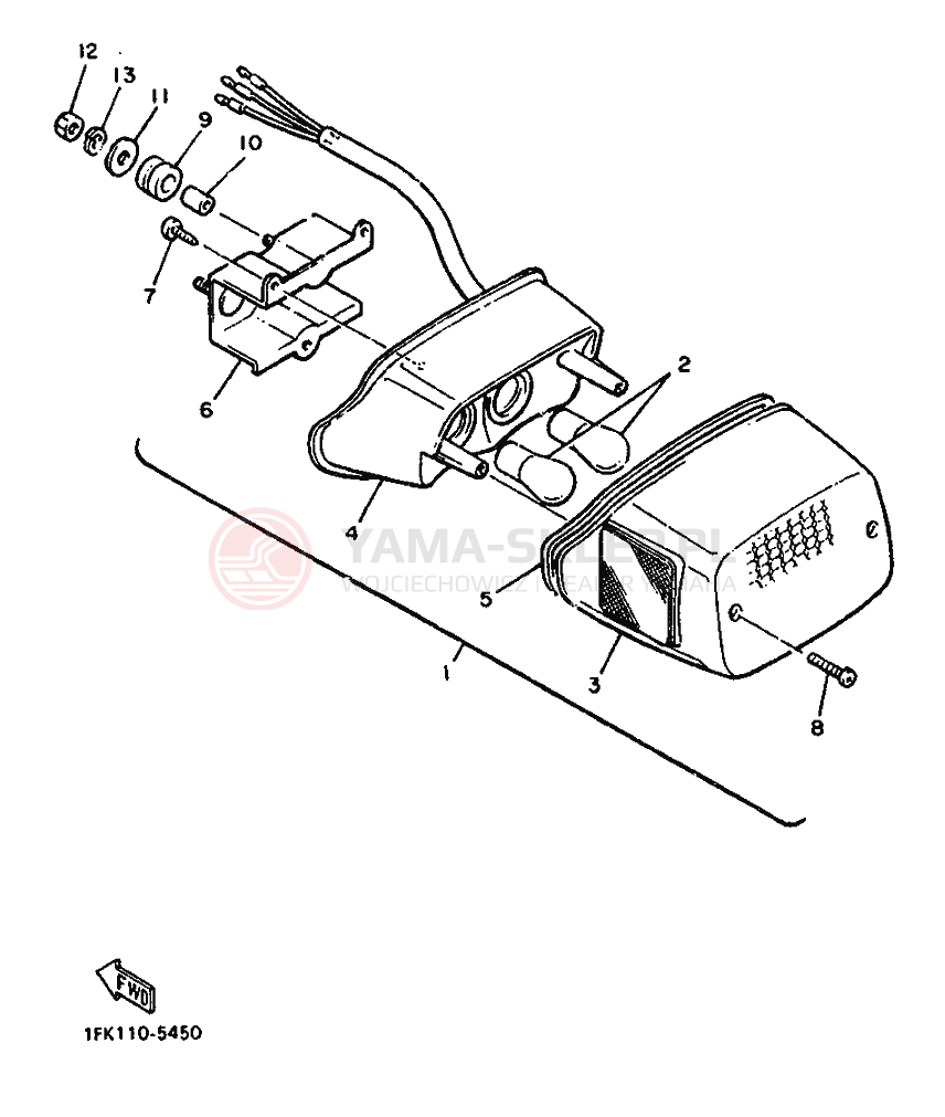 Schemat "Oświetlenie tył" do Yamaha VMX1200