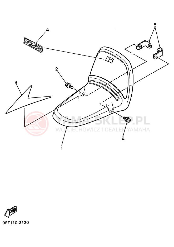 Schemat "PRZEDNI BŁOTNIK" do Yamaha PW50