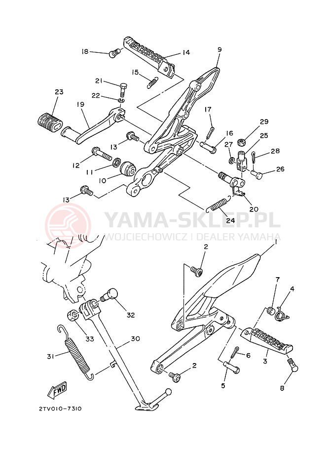 Schemat "Stopka postojowa i podnóżki" do Yamaha SDR