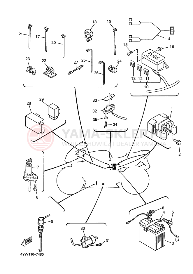 Schemat "układ elektryczny" do Yamaha YZF1000R THUNDERACE