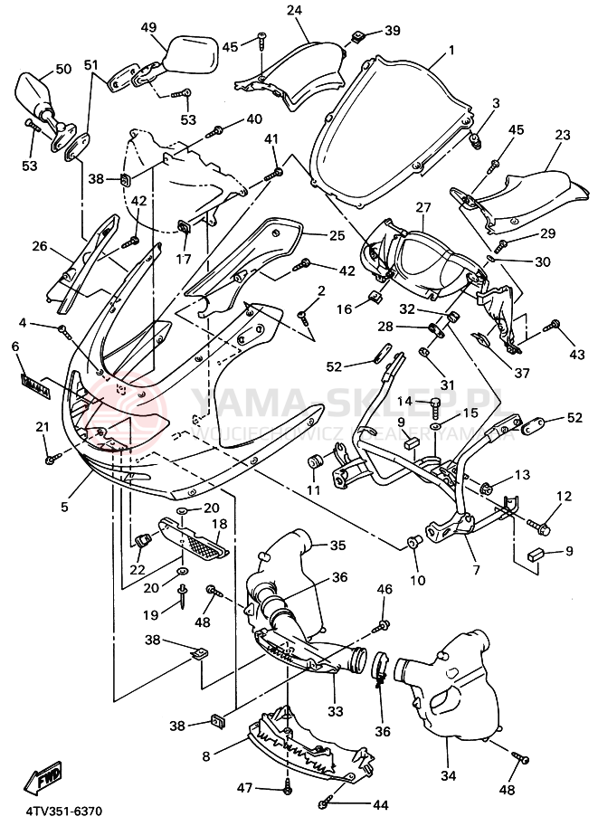 Schemat "elementy nadwozia" do Yamaha YZF600R THUNDERCAT