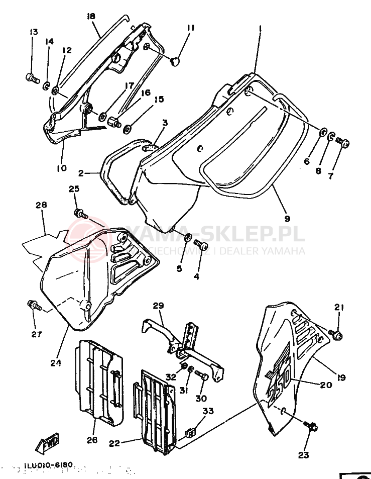 Schemat "POKRYWA BOCZNA I ZBIORNIK OLEJU" do Yamaha YZ250