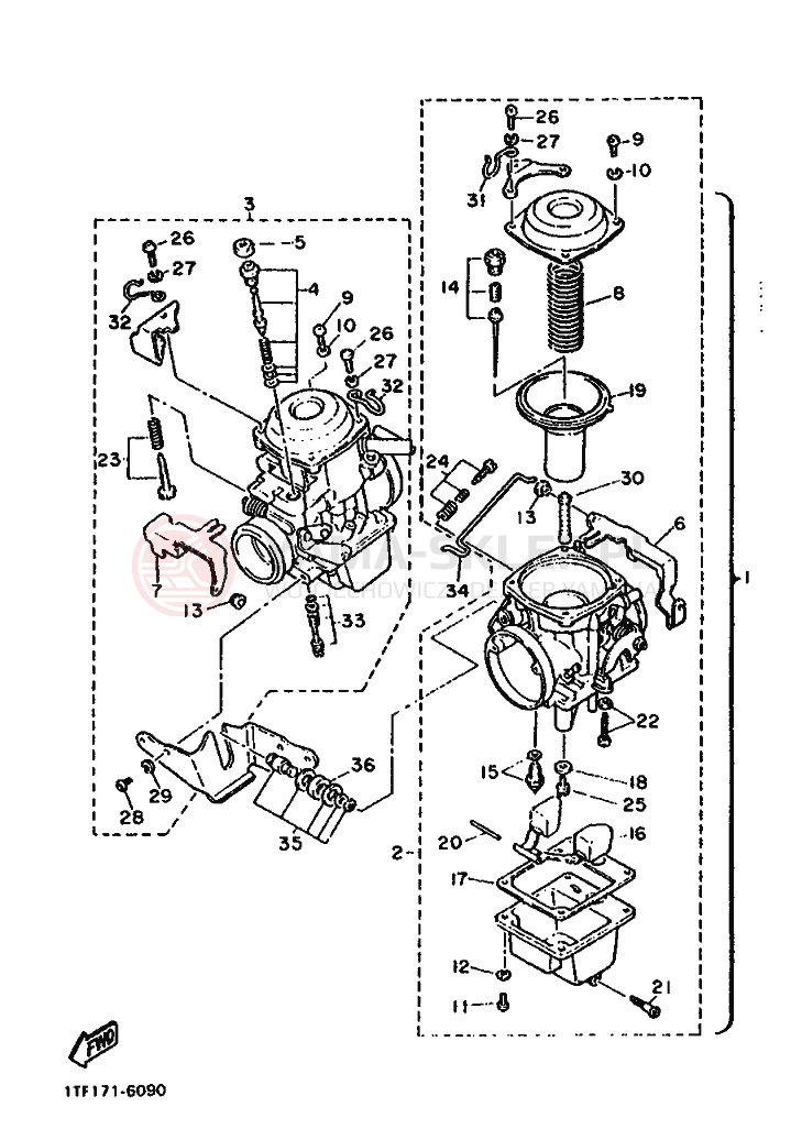 Schemat "Gaźnik" do Yamaha XV1100 VIRAGO