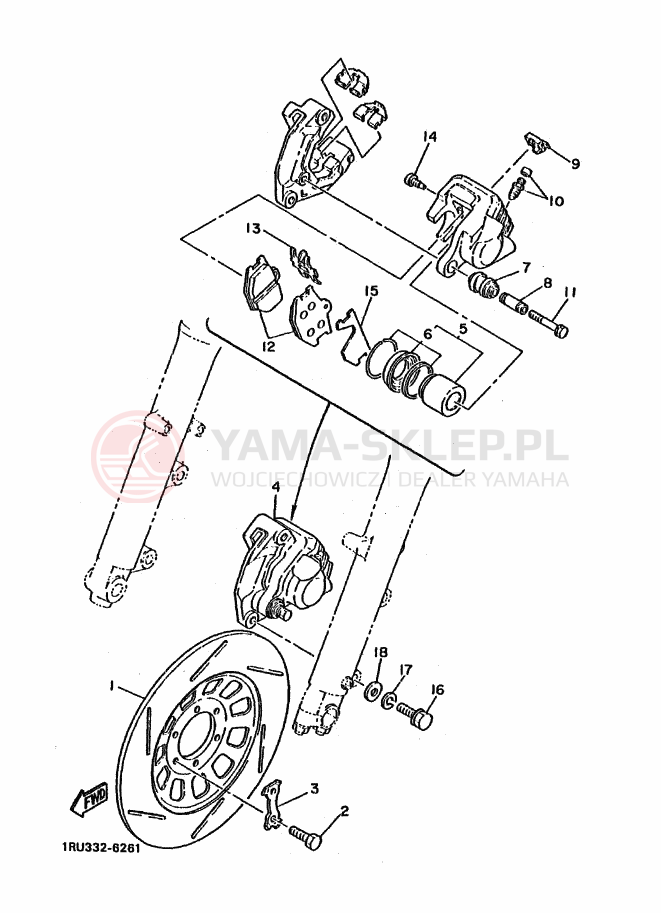 Schemat "Układ hamulcowy przód" do Yamaha SR500