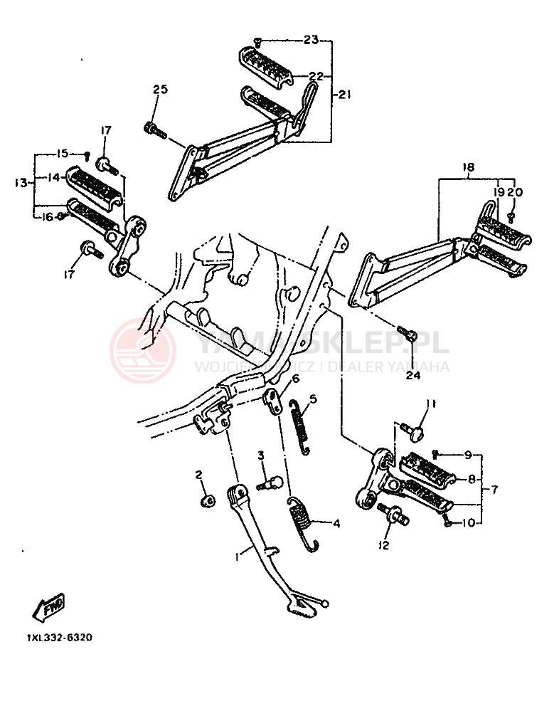 Schemat "Stopka postojowa i podnóżki" do Yamaha SRX600
