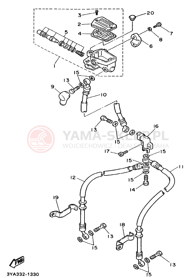 Schemat "Pompa hamulcowa przednia" do Yamaha FJ1200