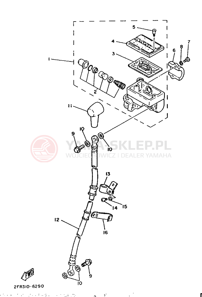 Schemat "Pompa hamulcowa przednia" do Yamaha RD50M