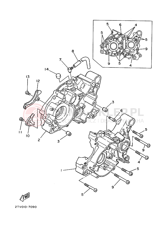 Schemat "Obudowa silnika" do Yamaha SDR