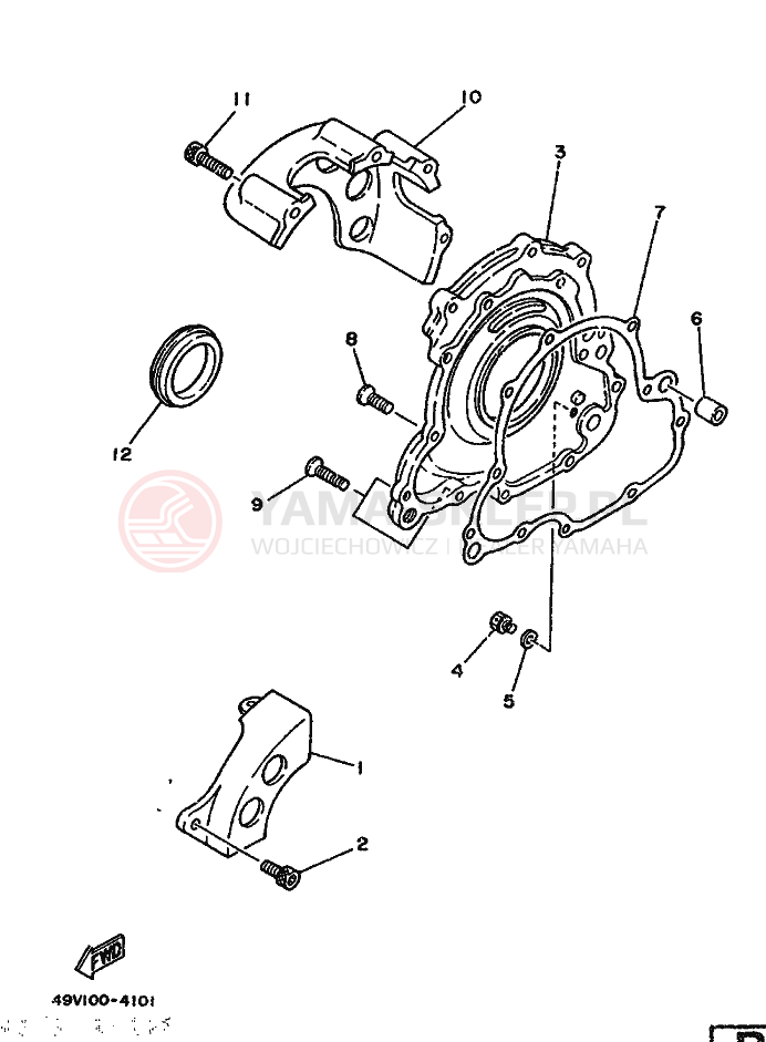 Schemat "Pokrywa silnika" do Yamaha TZ250