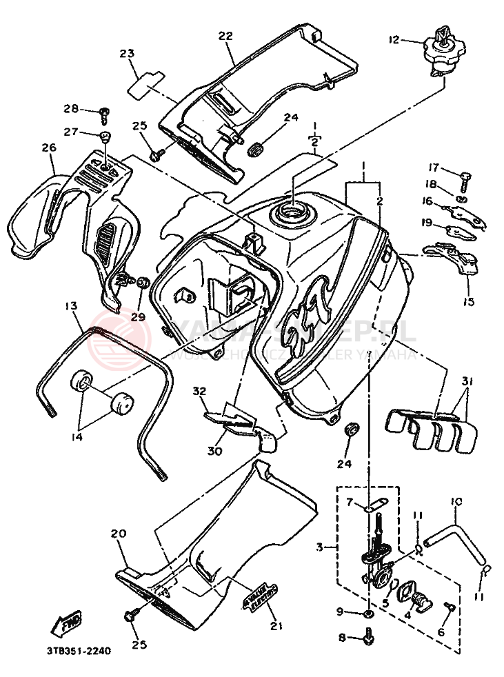 Schemat "zbiornik paliwa" do Yamaha XT500E
