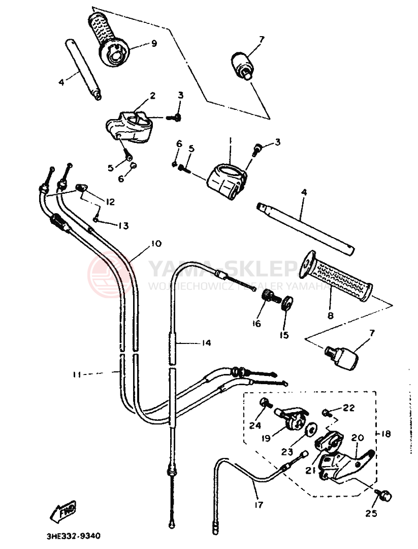 Schemat "Kierownica i osprzęt" do Yamaha FZR600 GENESIS
