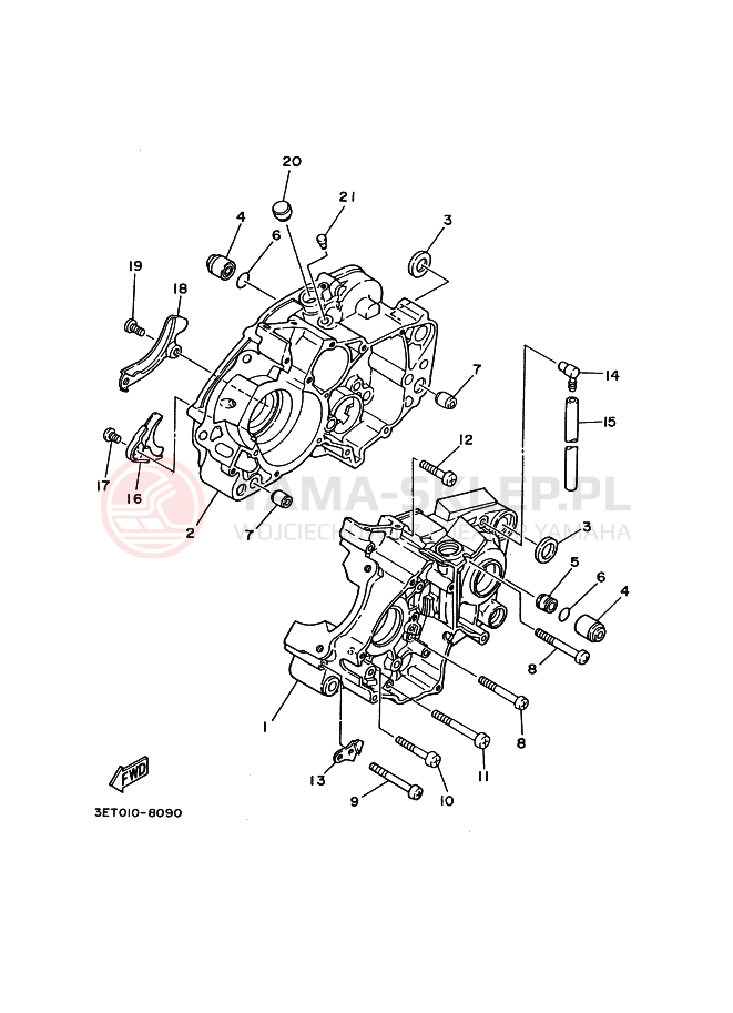 Schemat "Obudowa silnika" do Yamaha DT200R