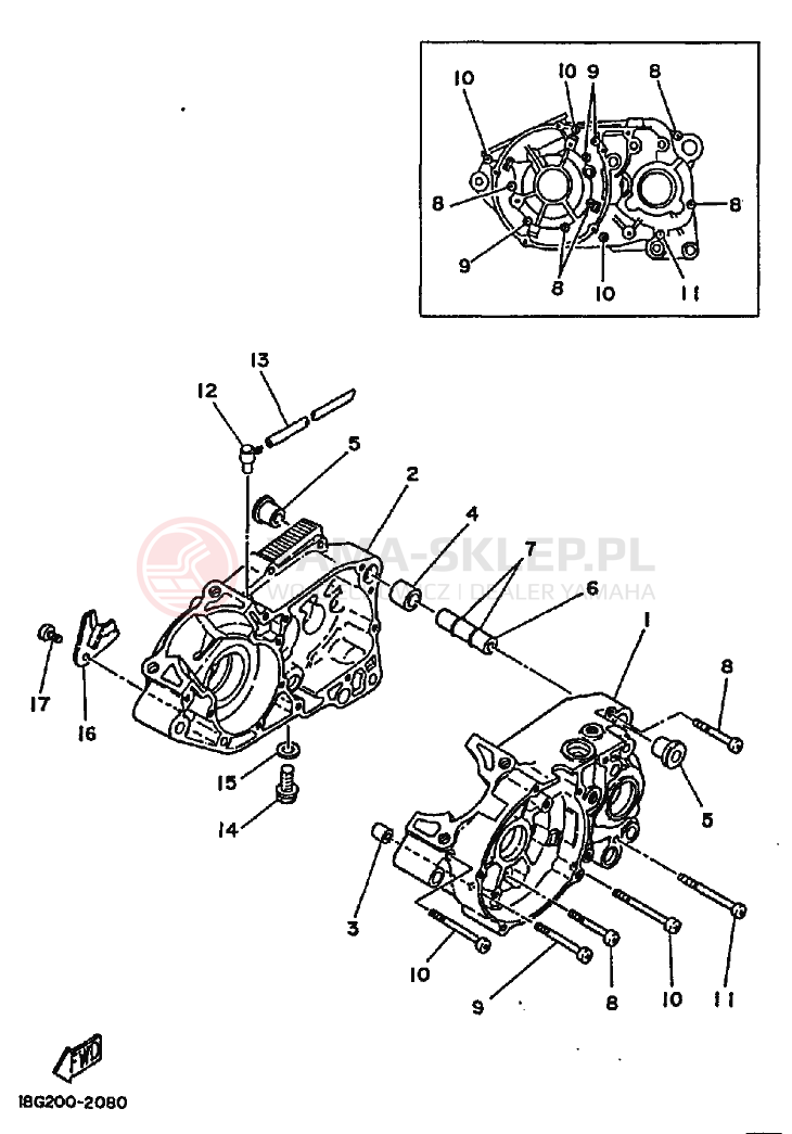 Schemat "Obudowa silnika" do Yamaha DT175 DT175B