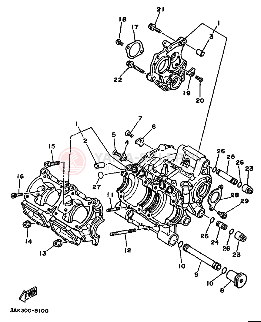 Schemat "Obudowa silnika" do Yamaha TZ250A