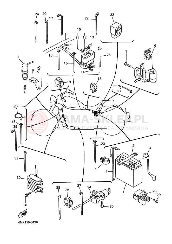 Schemat "układ elektryczny" do Yamaha XVZ13A ROYAL STAR