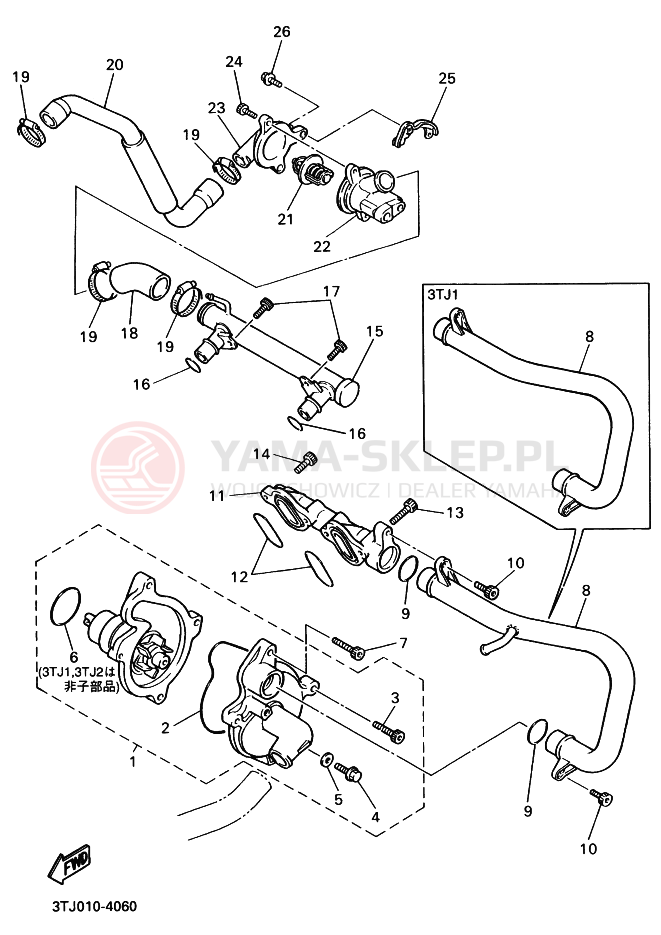Schemat "Pompa wody" do Yamaha FZR400RR