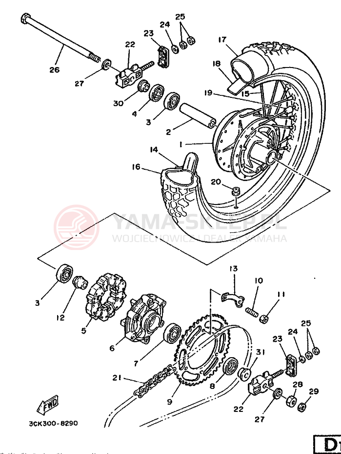 Schemat "Koło tył" do Yamaha TDR250