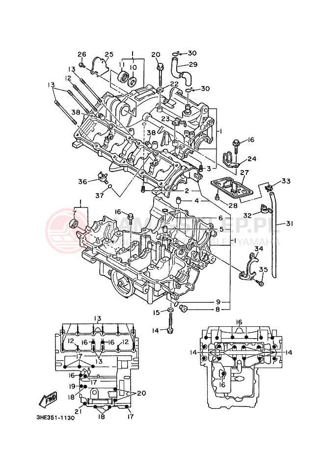 Schemat "Pokrywa silnika" do Yamaha FZR600 GENESIS