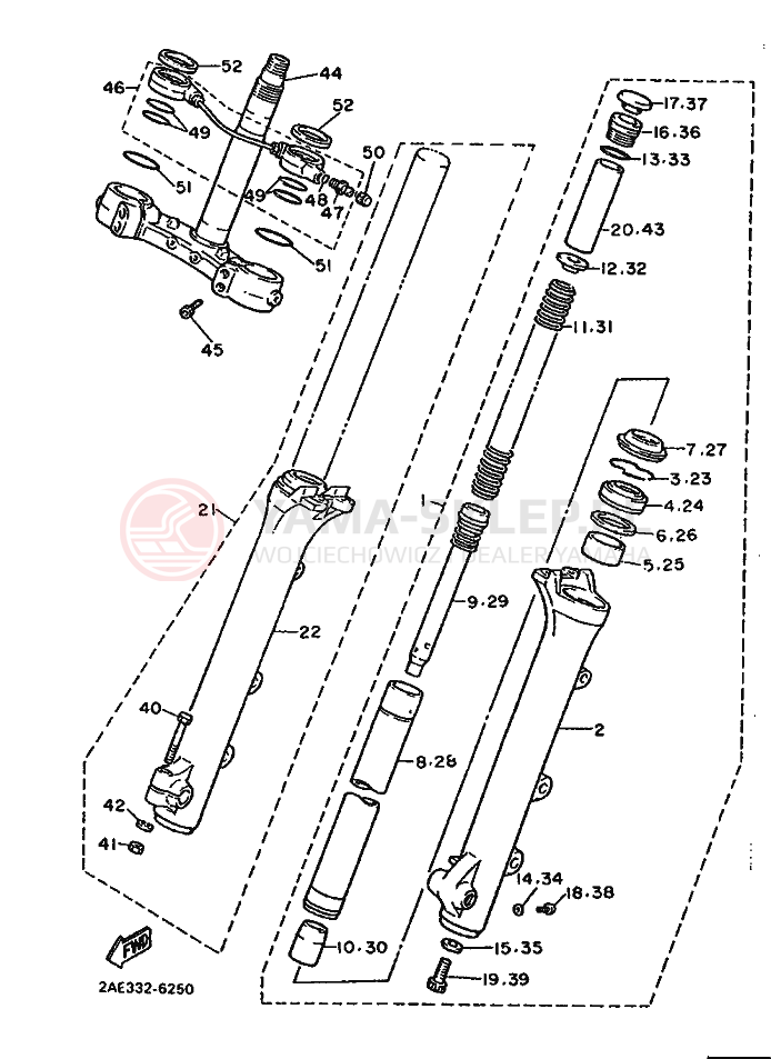 Schemat "Amortyzatory przód" do Yamaha XV1000