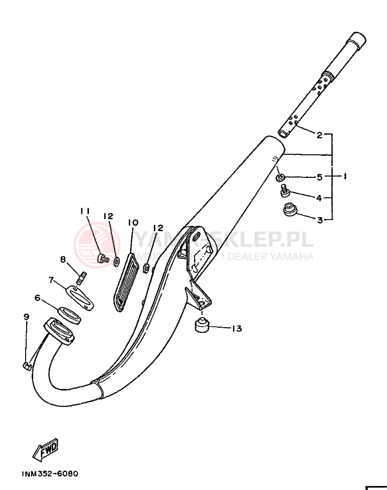 Schemat "Wydech końcowy" do Yamaha RD75LC