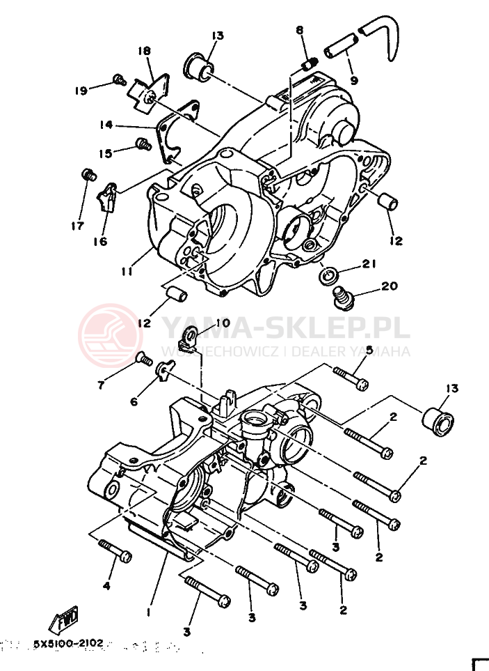 Schemat "Pokrywa silnika" do Yamaha YZ250