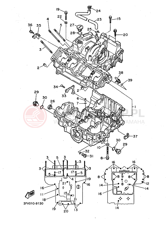 Schemat "Obudowa silnika" do Yamaha FZR750R