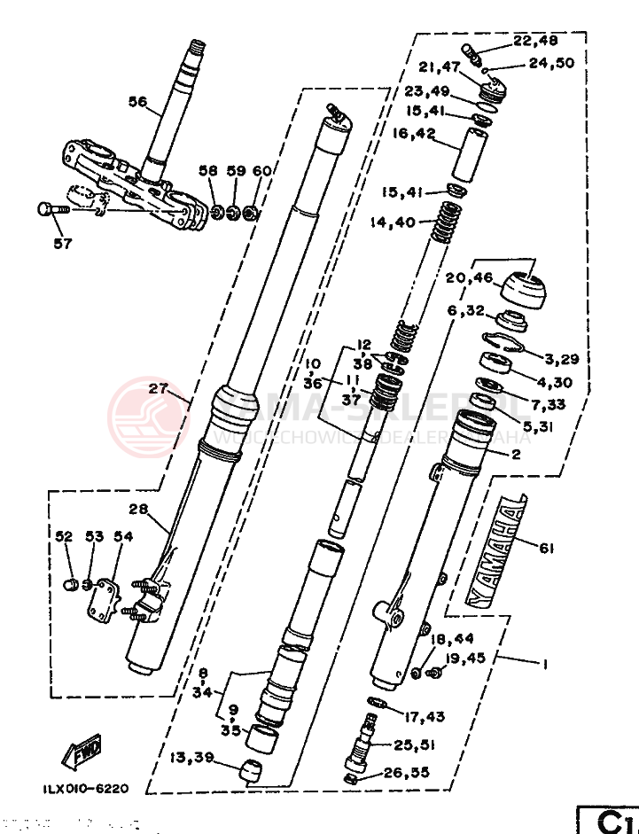 Schemat "Amortyzatory przód" do Yamaha YZ125S