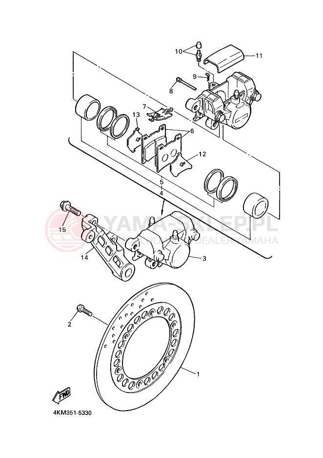 Schemat "Zacisk hamulcowy tylny" do Yamaha XJ900S DIVERSION