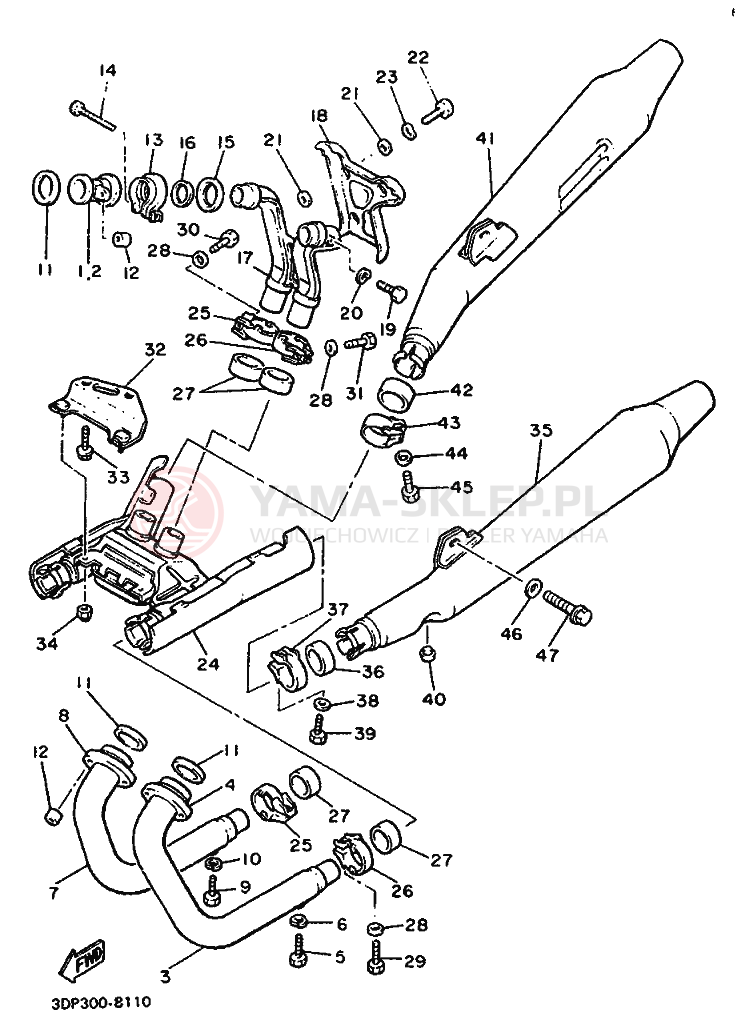 Schemat "Wydech końcowy" do Yamaha XVZ12TD VENTURE ROYAL
