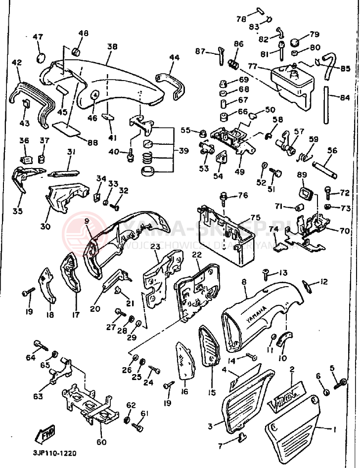Schemat "Pokrywa boczna" do Yamaha VMX12 VMX12F VMAX