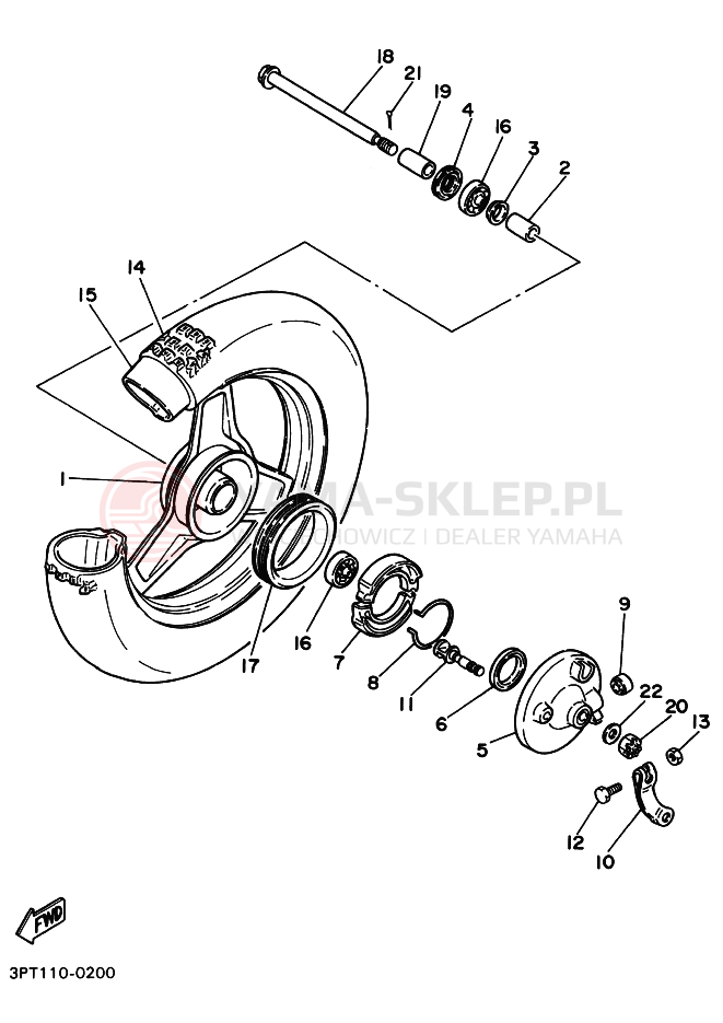 Schemat "Koło przód" do Yamaha PW50 PW50E