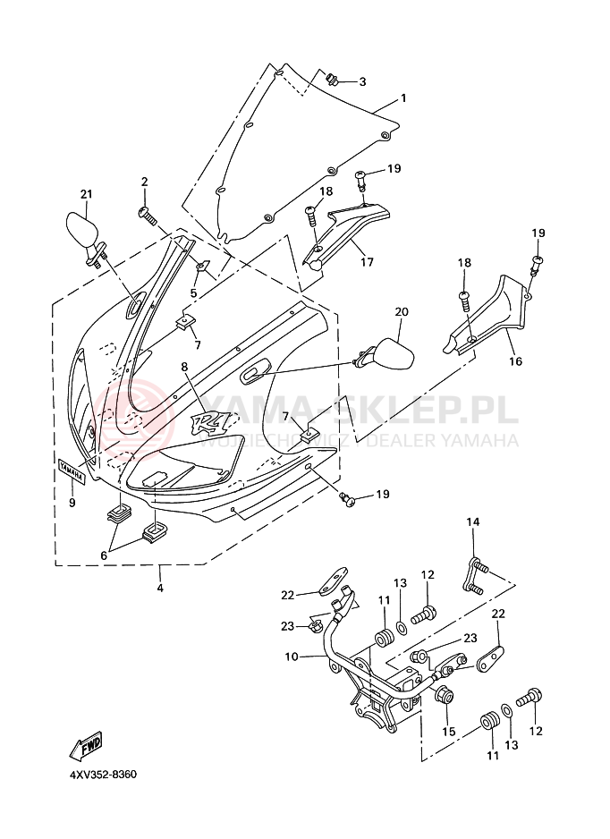 Schemat "Obudowa silnika" do Yamaha YZF-R1 R1
