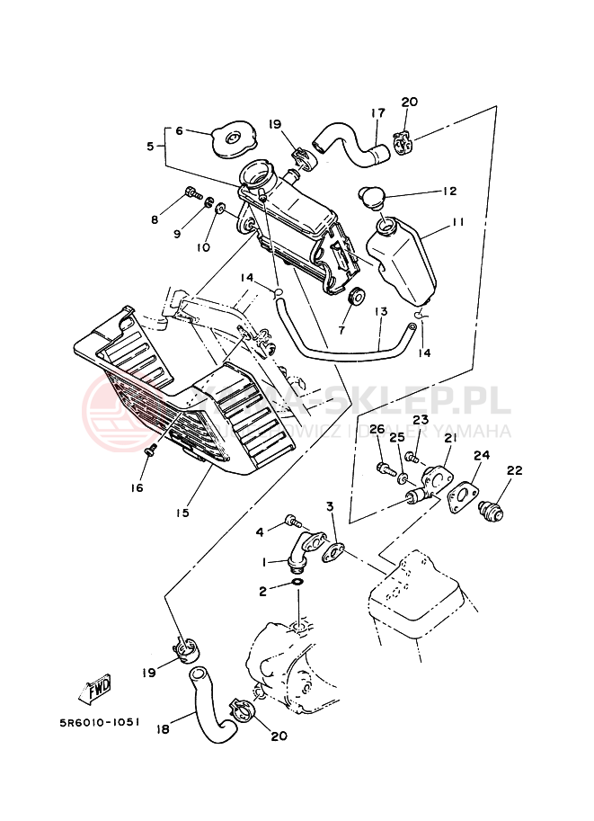 Schemat "Układ chlodzenia" do Yamaha RZ50