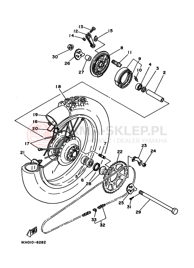 Schemat "Koło tył" do Yamaha XT225 SEROW