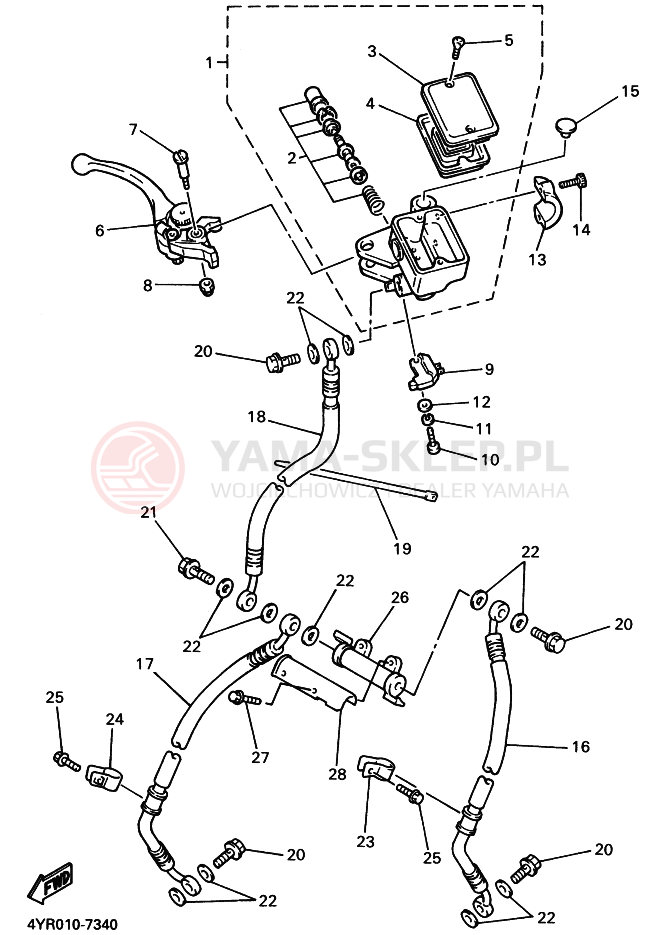 Schemat "Pompa hamulcowa przednia" do Yamaha FZ400
