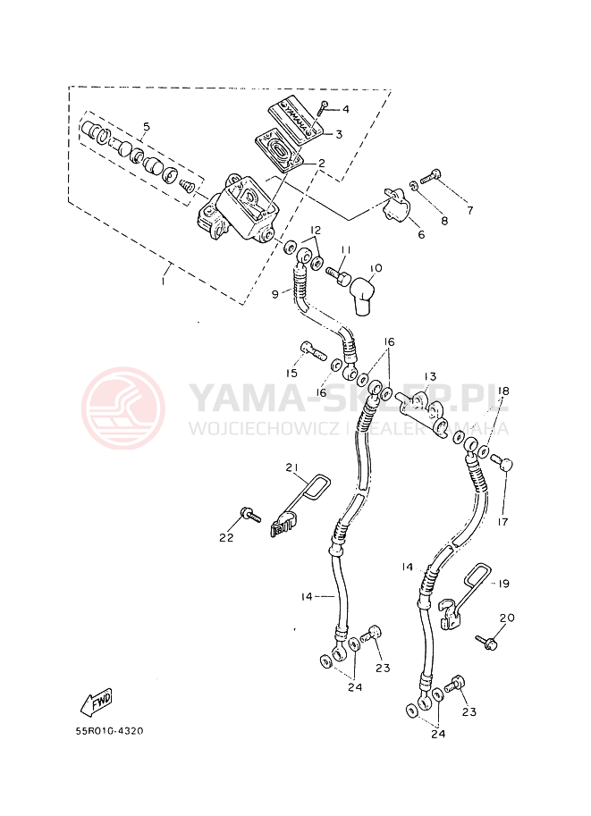 Schemat "Pompa hamulcowa przednia" do Yamaha XV1100 VIRAGO