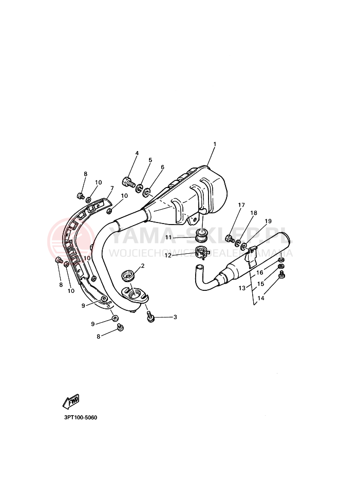 Schemat "Wydech końcowy" do Yamaha PW50